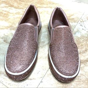 Rose Gold Rhinestone Espadrille Vigo Fiare Sz 6